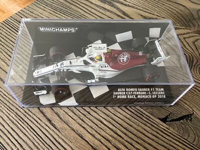 Miniature Alfa Romeo Sauber F1 – Leclerc Monaco GP 2018 – Minichamps 1/43 – Neuve