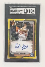 2024 Bowman Chrome HESTON KJERSTAD RC YELLOW /75 SP SGC 10 10 ORIOLES