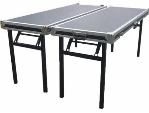 2 tables in case design TB-1 with castors DJ folding table 160 x 60 cm case table