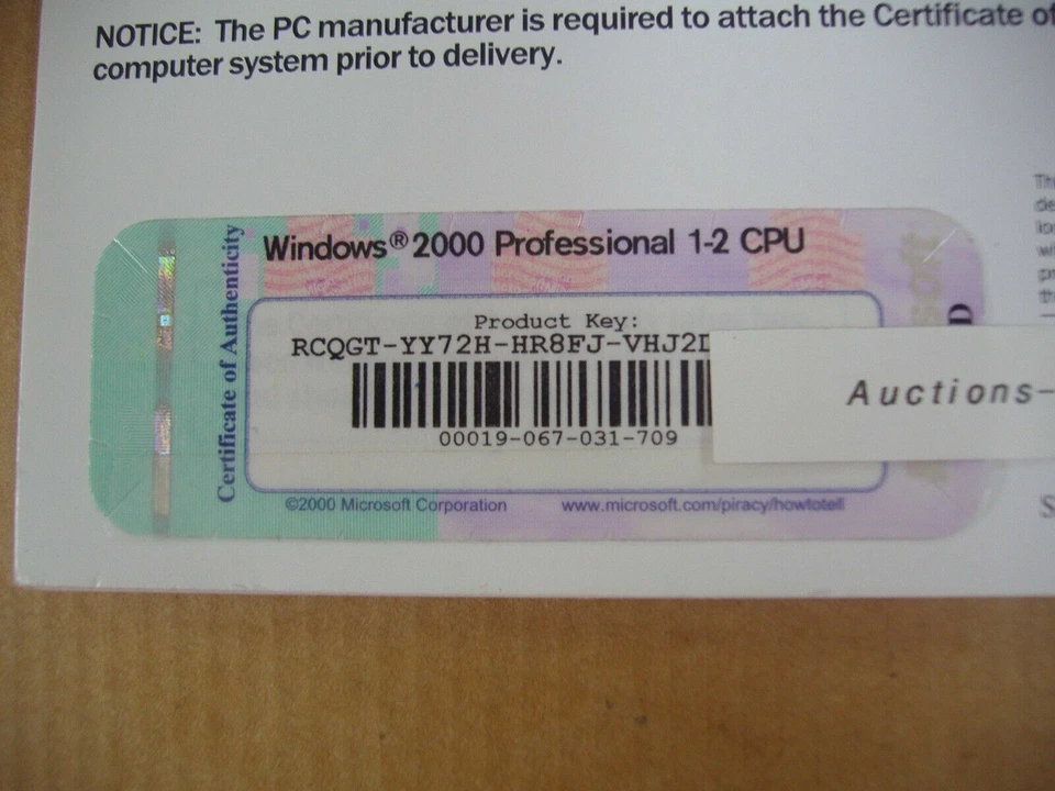 MICROSOFT WINDOWS 2000 PROFESSIONAL FULL OPERATING SYSTEM MS WIN PRO=NEW SEALED= - Image 4 of 4