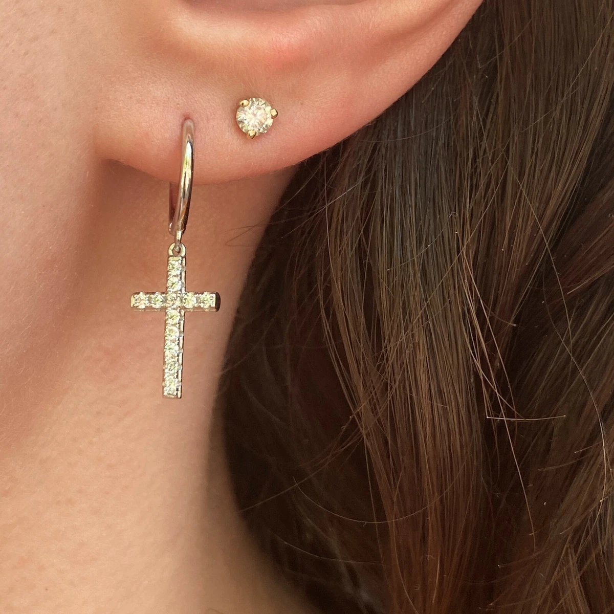Hoop earrings with shop cross charm