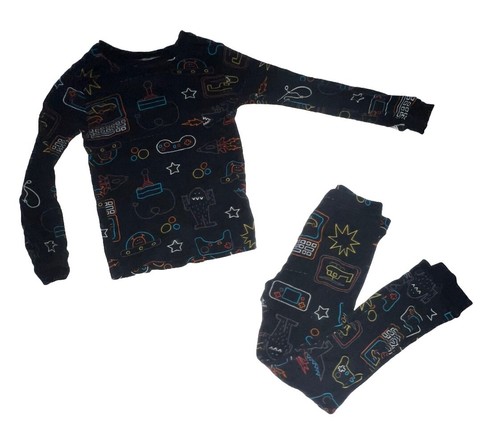 Carter's Boy's Black Video Game 2 Piece Snug Fit Shirt/Pants Pajama Set Size 8 - Picture 2 of 13