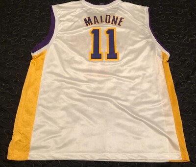 LOS ANGELES LA LAKERS MAJESTIC SEWN STITCHED NBA VINTAGE WARM UP SHIRT WOMEN 2XL