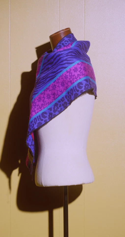 Bufanda vintage Adrienne Vittadini años 80 estampado cebra leopardo nueva ola Foto 2 de 4