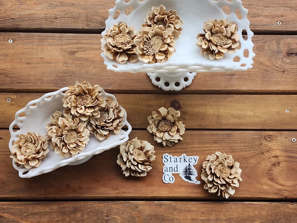 Wood Flowers, Skinned Flat Centered Dahlia (Set of 12) - Image 3 of 4