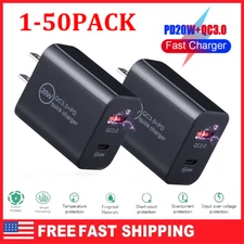 Lot 20W PD USB-C Wall Charger Dual Ports Fast Quick Charge QC 3.0 Power Adapter