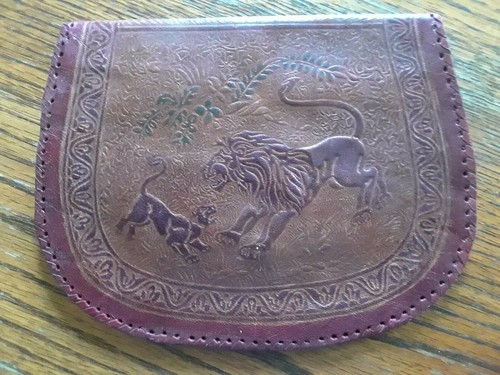Pochette pochette vintage anni 70 made in India in pelle goffrata - chiusura a scatto - Foto 2 di 4