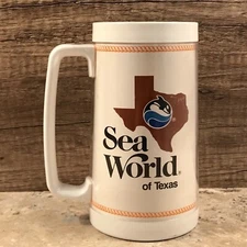 VINTAGE SEA WORLD OF TEXAS THERMO SERV SOUVENIR MUG CIRCA 1986