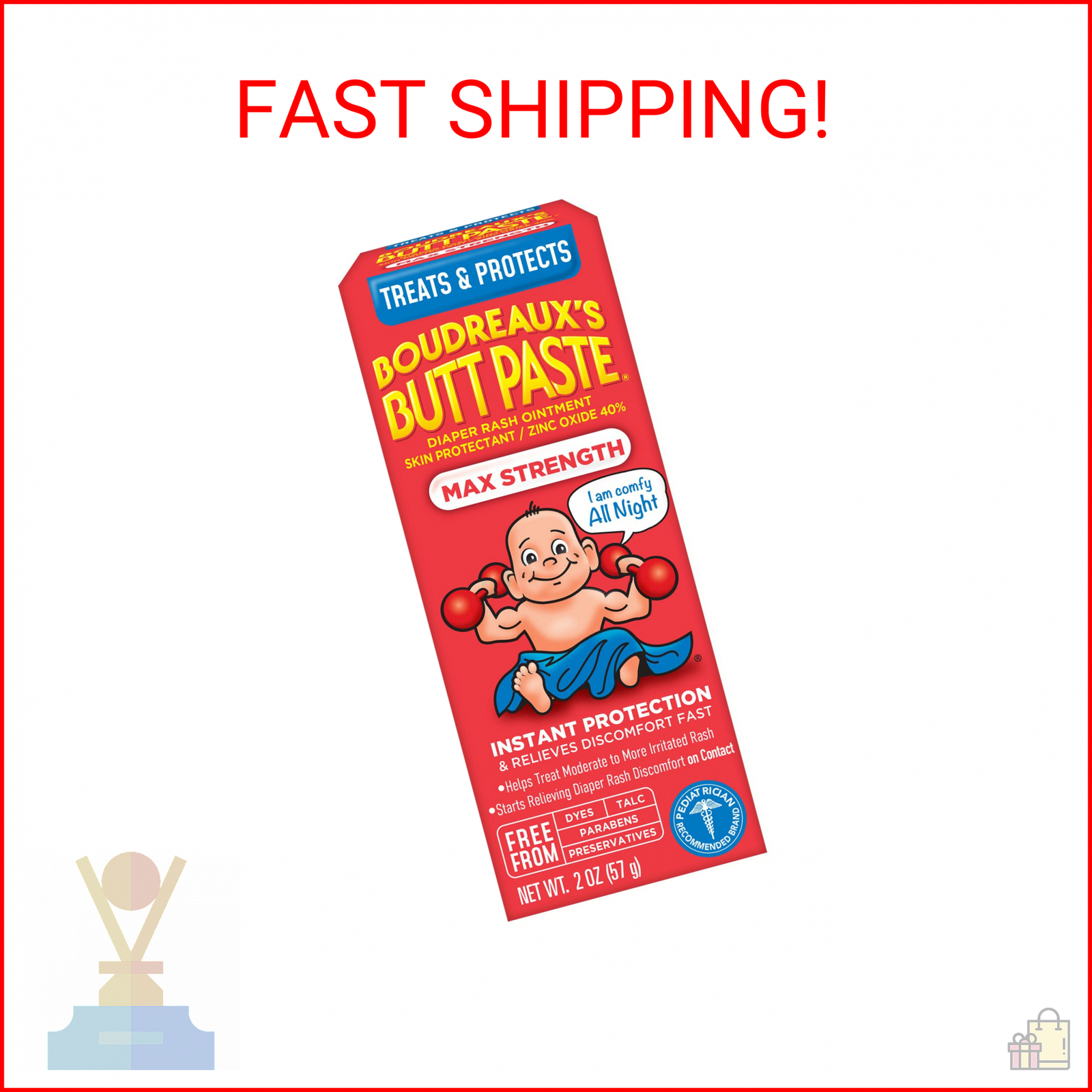 Boudreaux's Butt Paste Maximum Strength Diaper Rash Cream, Ointment for