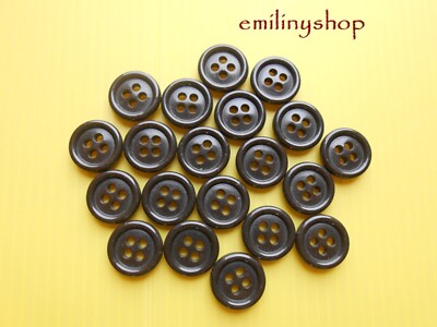 Lot De 20 Boutons Vintage Marron, Petit Rebord, 2 Trous, 22 Mm - Réf 851