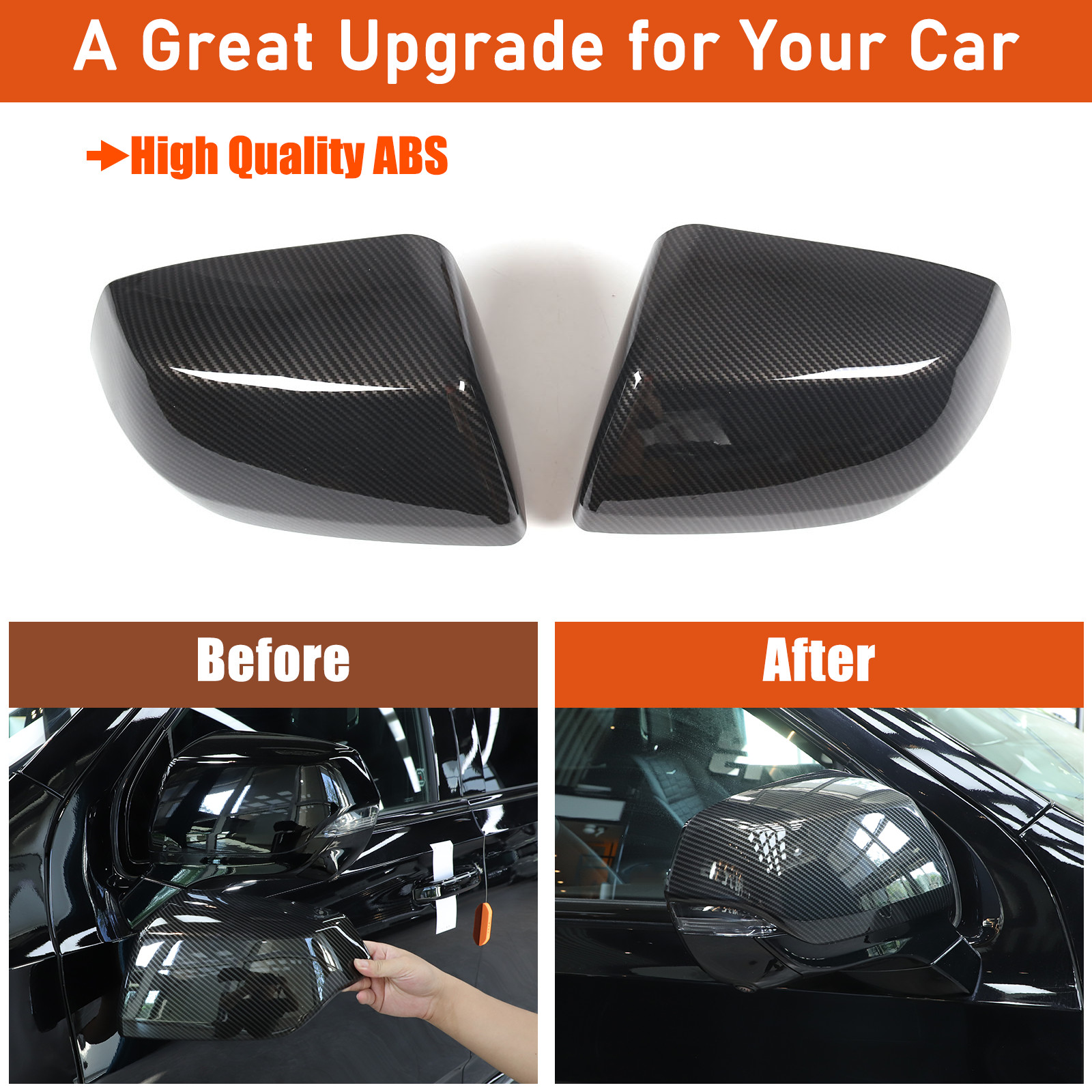 Carbon Exterior Side Rear View Mirror Cover Trim For Cadillac Escalade 2021-2025