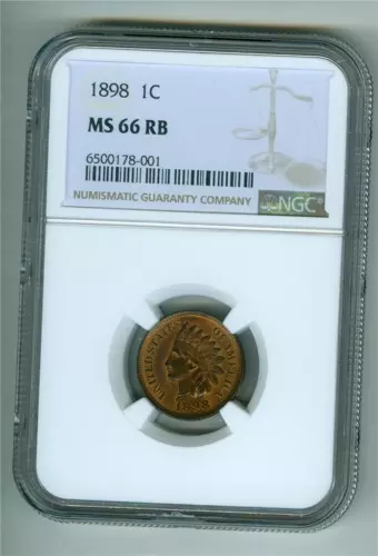 U.S. 1898 INDIAN HEAD CENT NGC MS-66 RED & BROWN GEM BU SCARCE CONDITION