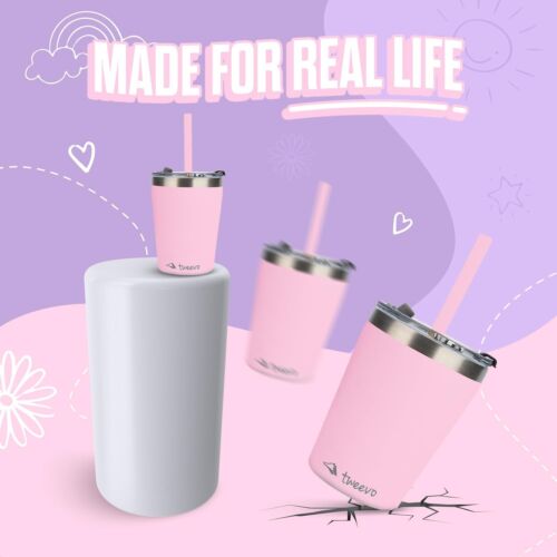 Double Wall Sippy Cups for Kids - Stainless Steel with Straws - 12oz, 2 Pack - Picture 8 of 9
