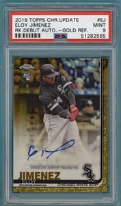 2019 Topps Chrome Update Eloy Jimenez RK Debut Auto Gold Refractor /50#EJ PSA 9!