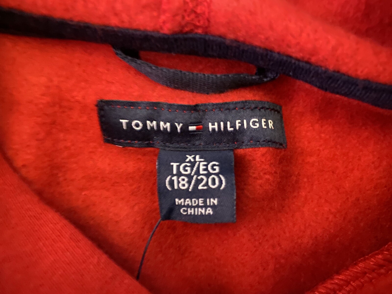 Tommy Hilfiger Boys Red Pullover Graphic Hoodie Sweatshirt Size XL (18-20) image 7