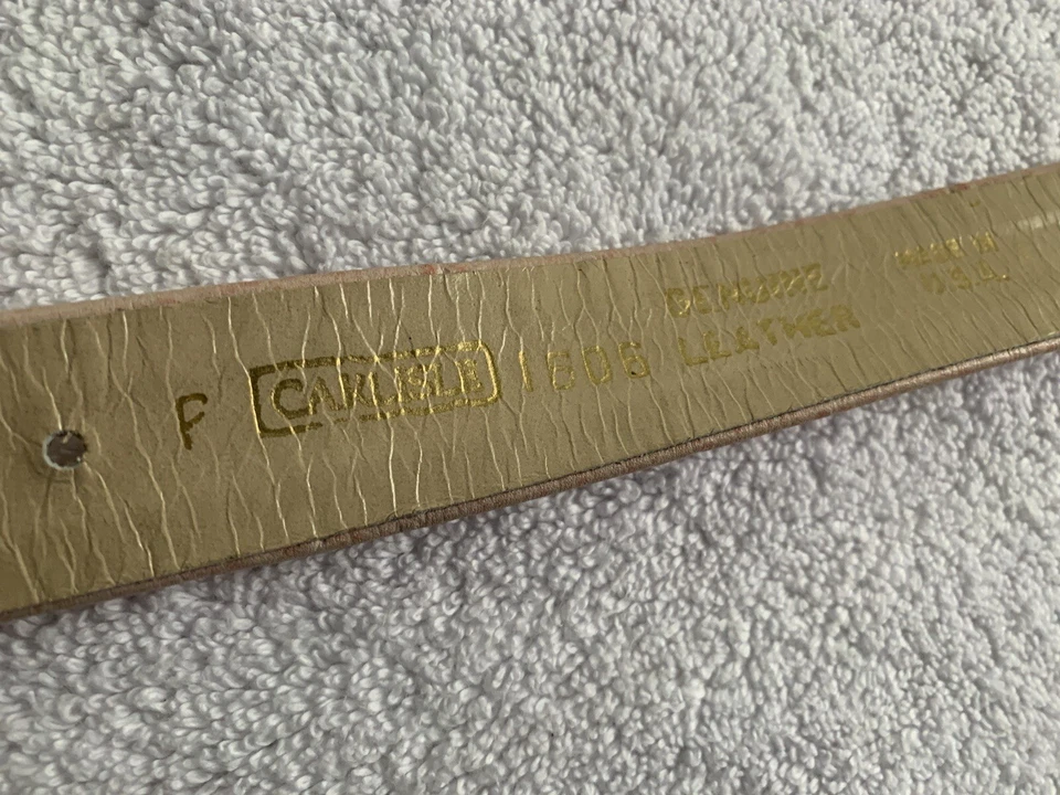 Cinturón De Colección Carlisle Años 80 Para Mujer Pequeño Cuero Oro Rosa Avestruz Repujado Hecho en EE. UU. Foto 4 de 4