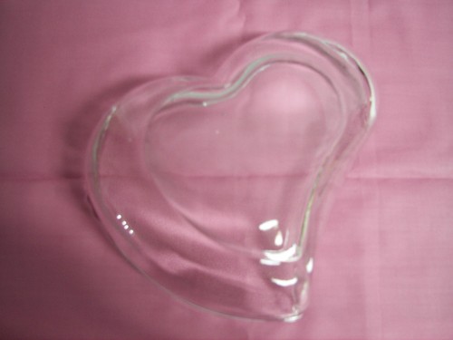2 Herzschalen Servierschalen Set zwei Klarglas eine freie Form, ein Blumenboden b23 - Bild 6 von 10