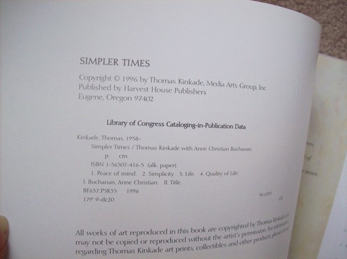 THOMAS KINKADE 1st Ed SIMPLER TIMES Book - Picture 2 of 2