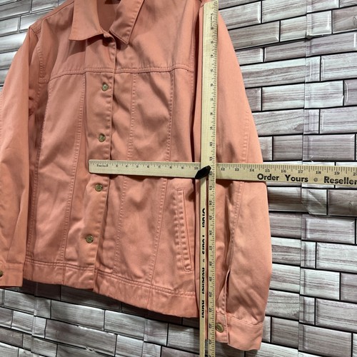 Appleseed's Jean Trucker Jacket Womens 18 pink Salmon button up pockets - Picture 12 of 15