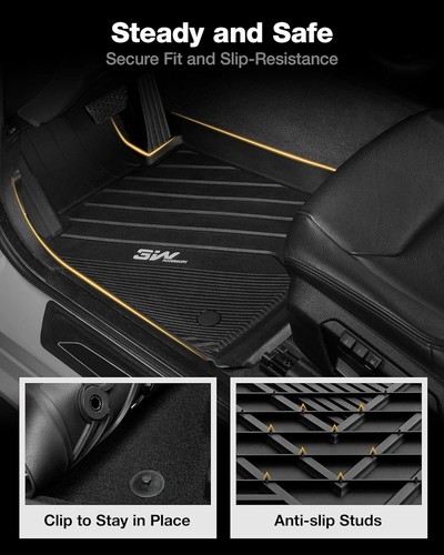 3W Floor Mats & Carpets For 2013-2018 BMW 3 Series Sedan All Weather Custom Fit - Picture 7 of 10