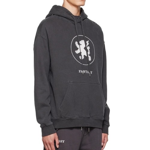 Ksubi Men's Circle Lion Biggie Pullover Logo Hoodie Oversized Washed Faded Black - Picture 5 of 6