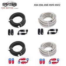 12AN/10AN/8AN/6AN/4AN Fitting Stainless Steel Braided Oil Fuel Hose Line Kit 5FT