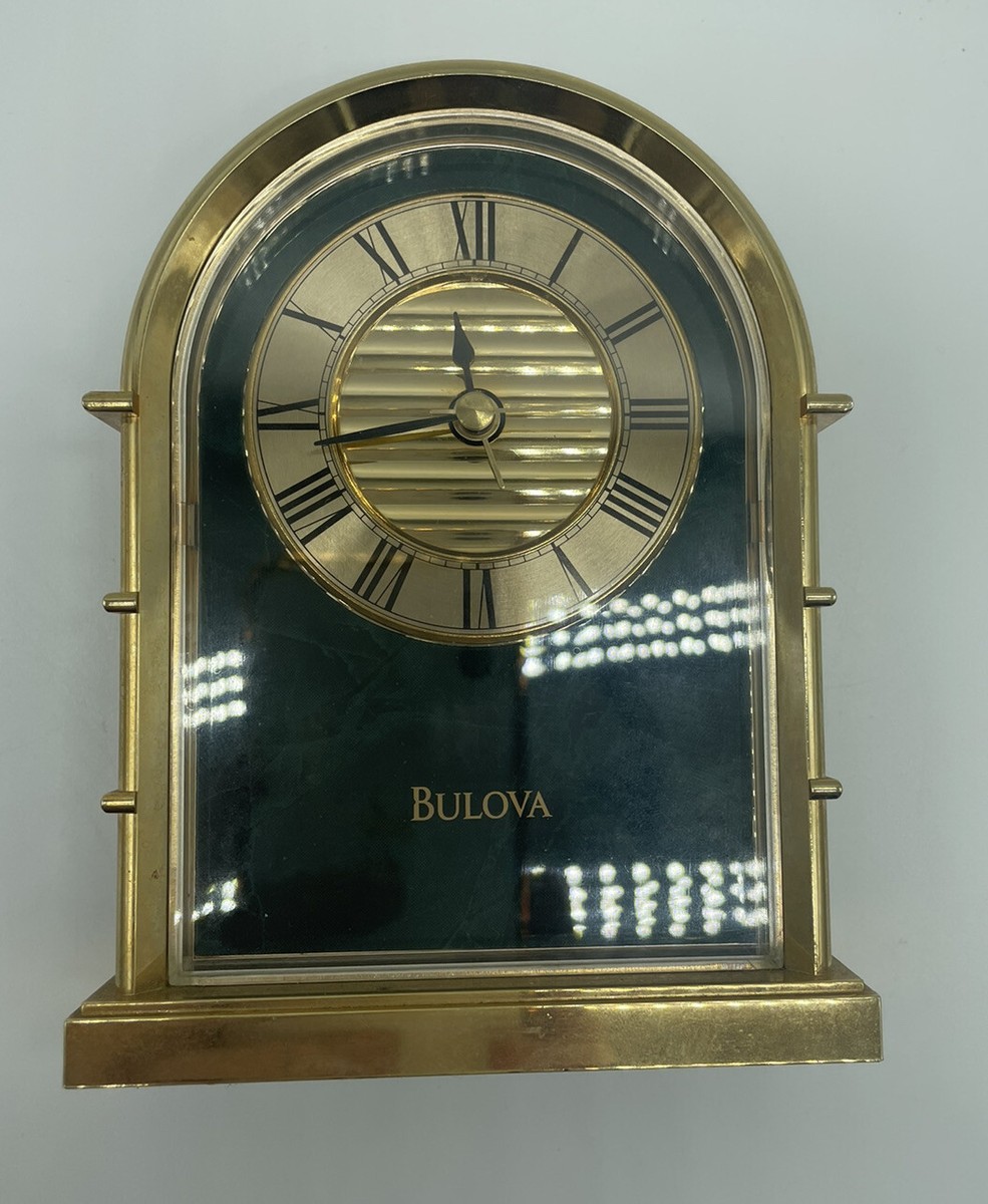 Bulova Archtop Jukebox Green Jade Mantle Shelf Desk Alarm Clock 