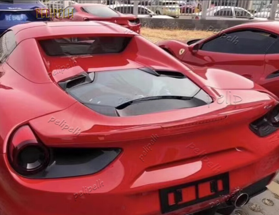 Real Carbon Engine Transparent Hood Engine Tail Cover Fit For Ferrari 488 Spider