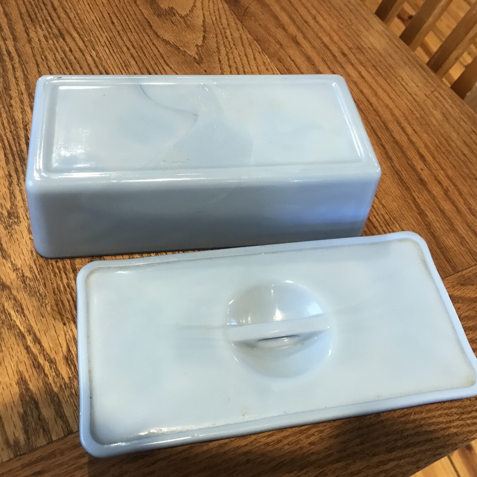 VTG Delphite Blue Oblong Large Refrigerator Dish by Glass