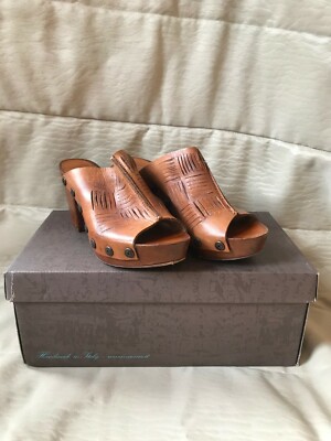 MOMA Leder Clogs senffarben Schuhe Gr. 37 Damen Plateau