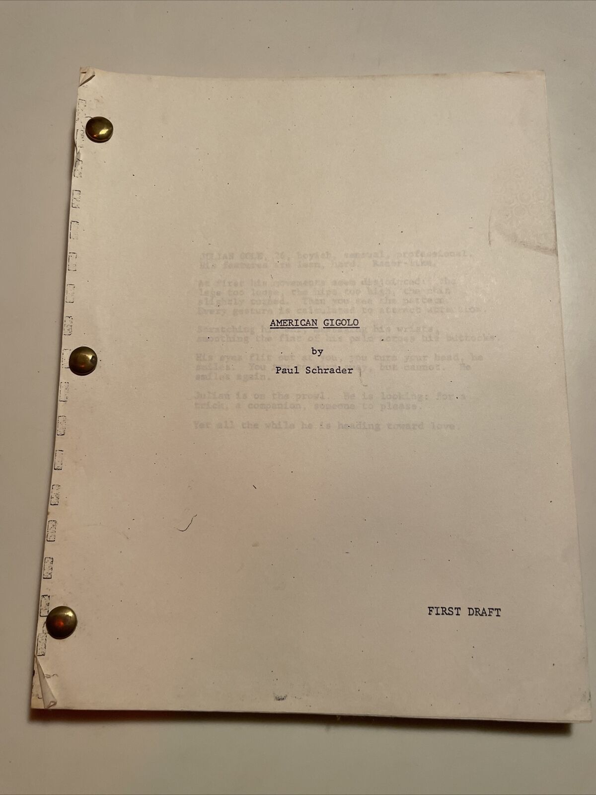 American gigolo Paul schrader first draft script Movie Memphis Mall Max 62% OFF screen pl