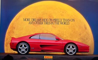 PIRELLI (F1 Tire Manufacturer), 1990's Promo Poster 24''h x 36''w, Ferrari w/moon