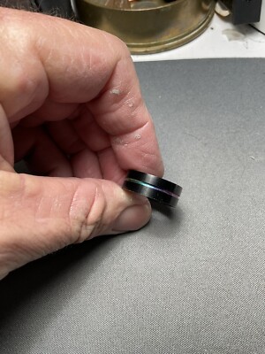 Tungsten Carbide Rainbow and Black Wedding Band Ring