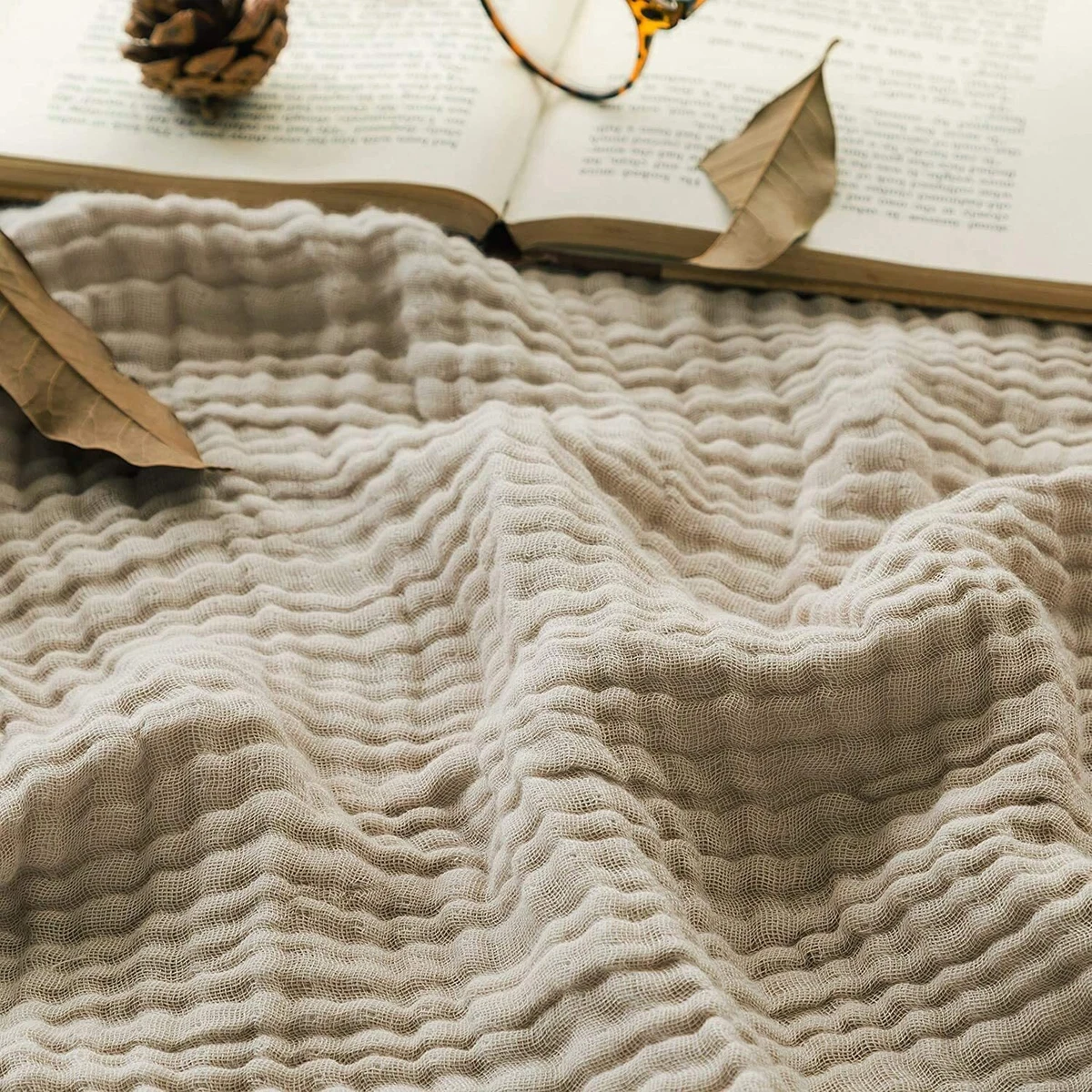 EMME Cotton Throw Blanket 100 Muslin Soft Blanket for Couch 4