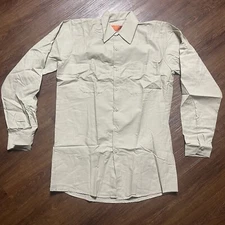 Red Kap Mens Size Medium Long Tan Long Sleeve Workwear Shirt SP14LT5