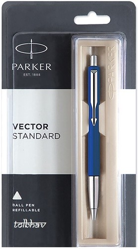 Parker Vector Standard CT Ball Pen BP (Blue Ink & Blue Body) New SS Chrome Trim - Picture 1 of 4