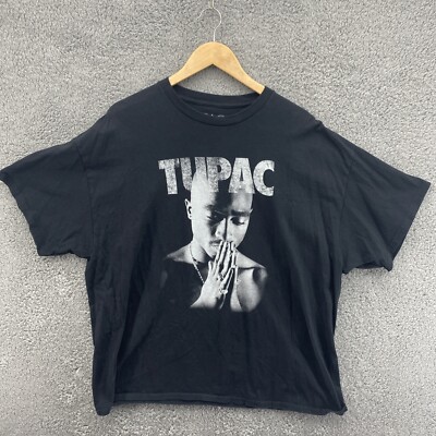 Tupac Shakur 2pac Praying Black T-Shirt XXL Rap Tee Hip Hop Music Band Thug Life