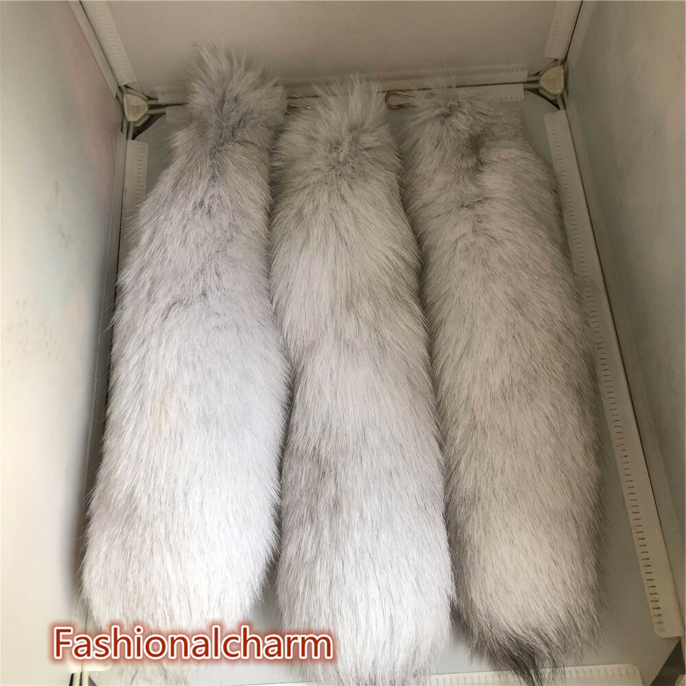 2pcs/Lots- 16"-18" Real Fox Fur Tail Keychain Costume Cosplay Toys Bag Pendant - Picture 6 of 46