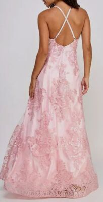 strapless open back dress Tan & Pink Vines Bennett Maxi Dress