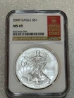 2009 SILVER EAGLE NGC MS 69  ~~ RARE RED BOOK LABEL ~~ PRISTINE  ~~ NO SPOTS