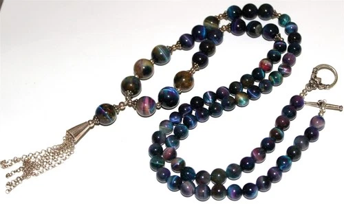 Beautiful sterling silver semi precious tigers eye gemstones Necklace Lot#117
