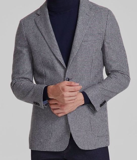Tommy Hilfiger Mens Gray Houndstooth Modern-Fit Wool Blend Sport Coat Jacket 44L 19290₽