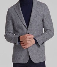 Tommy Hilfiger Mens Gray Houndstooth Modern-Fit Wool Blend Sport Coat Jacket 44L