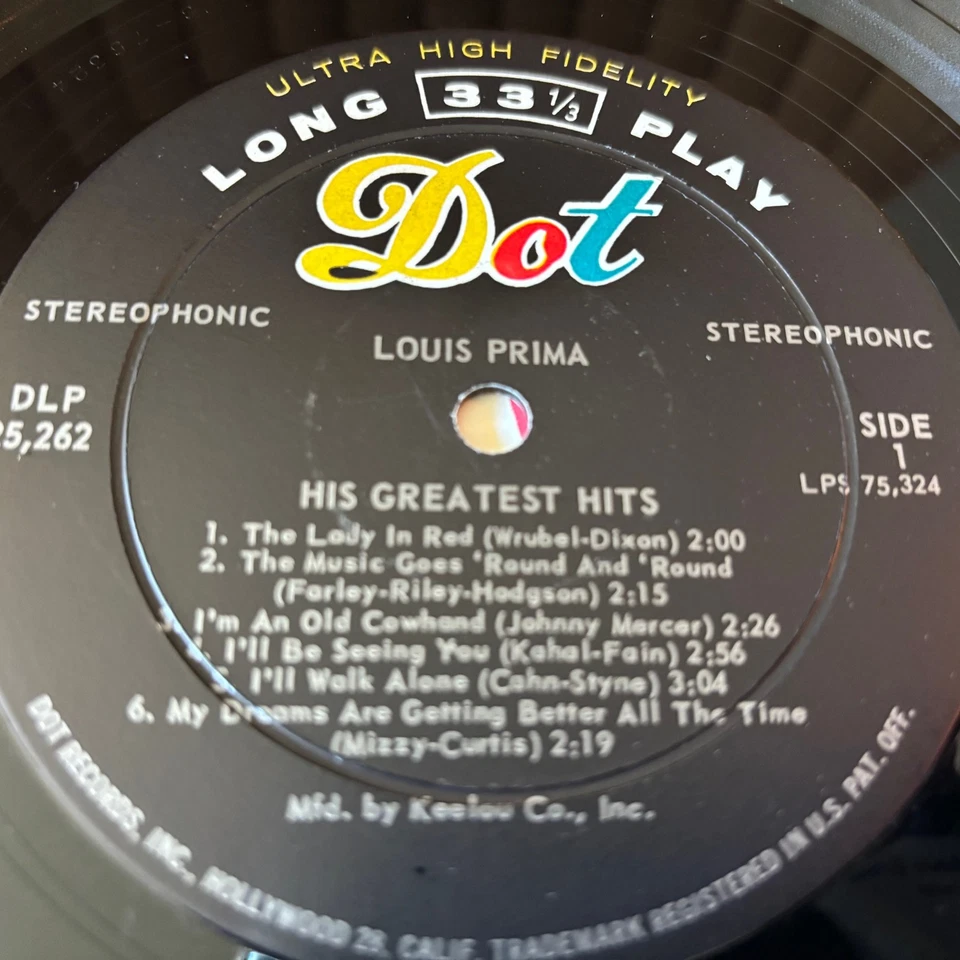 LOUIS PRIMA HIS GREATEST HITS STEREO VINYL LP RECORD ALBUM PLAY TESTED DOT 25262 - Image 4 of 4