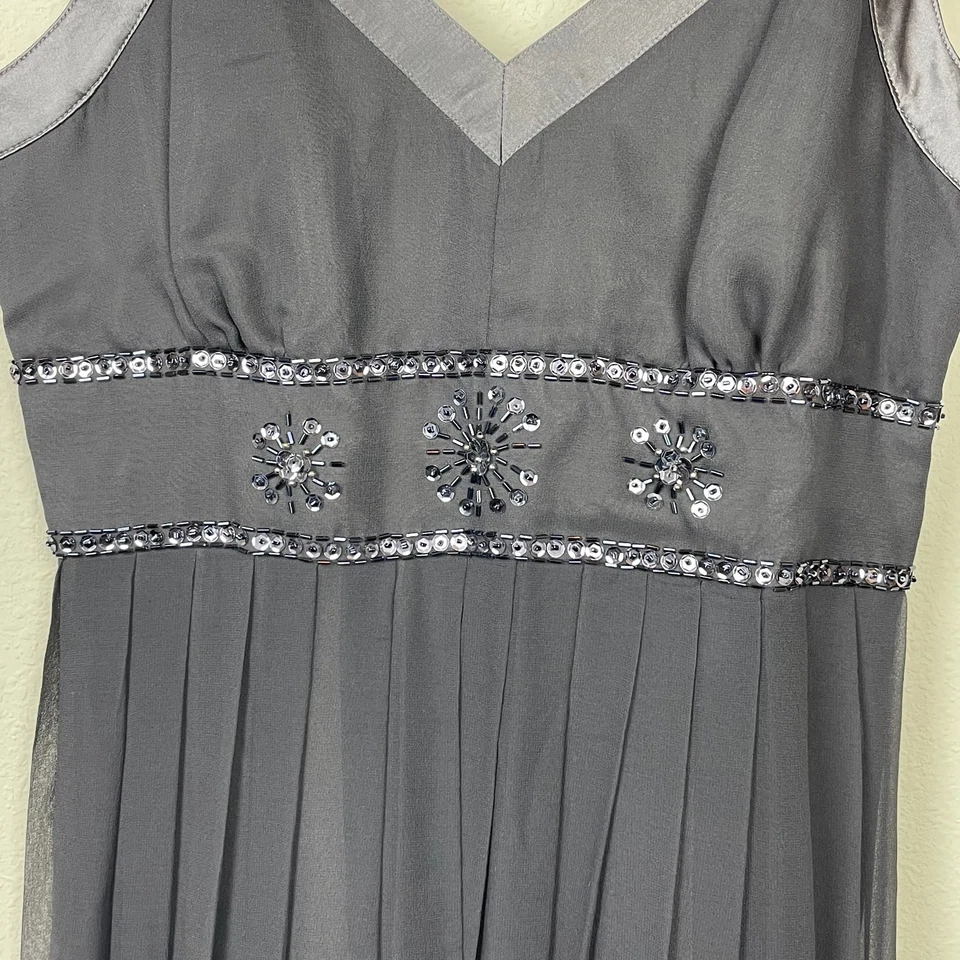 Coldwater Creek Silk Maxi Dress Y2K Sequin Babydoll Formal Gown Wedding Guest 10 - Image 3 of 4