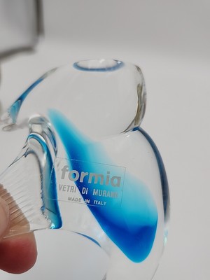 Murano Formia Vetri Italian Art Glass Blue Swan Bird Original