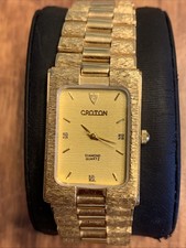 Croton Women s Dress Watch 23K Gold Plate Stainless Quartz Watch New Battery