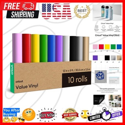 Craft with Confidence: 10 Rolls of Permanent Vinyl Color Sampler 12x5ft