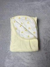 Vintage Baby Receiving Blanket Pull Along Duck Toy Reversible Solid Yellow 2004