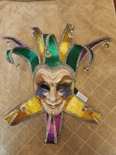 Venetian Jester Decorative Mask Green Gold Purple mardi gras
